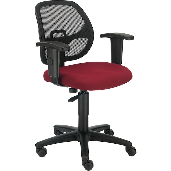 Mesh Back Office Chair with Arms, Fabric, Red